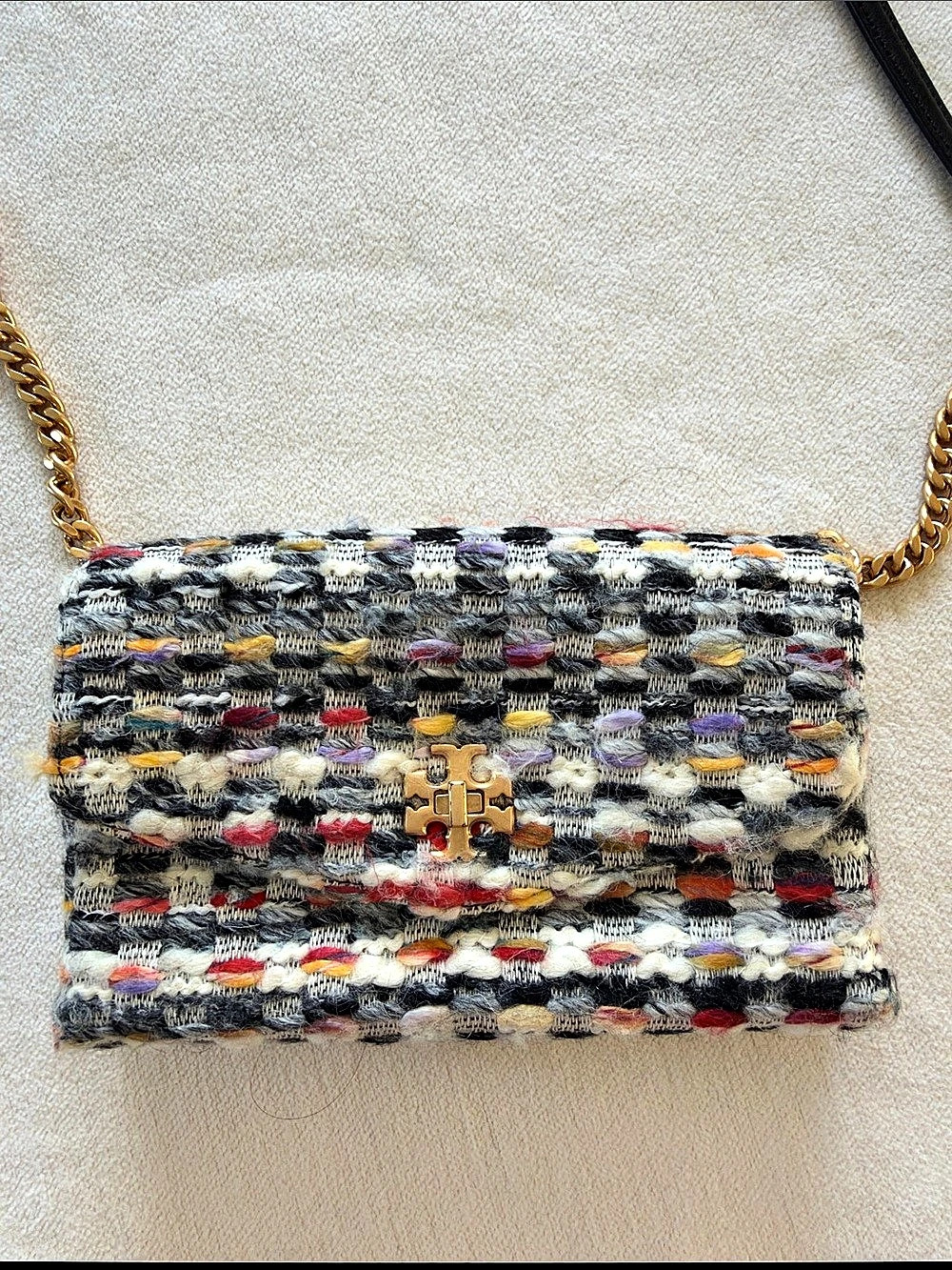 Tory Burch Small Kira Tweed Convertible Shoulder Bag Multicolor & Black - Picture 2 of 9